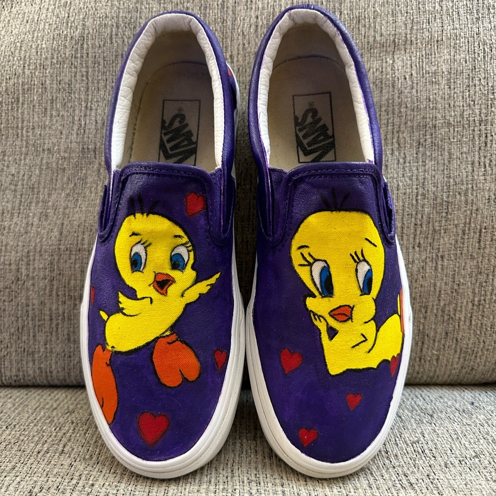 Hand Painted Tweety Bird Vans-size 81/2